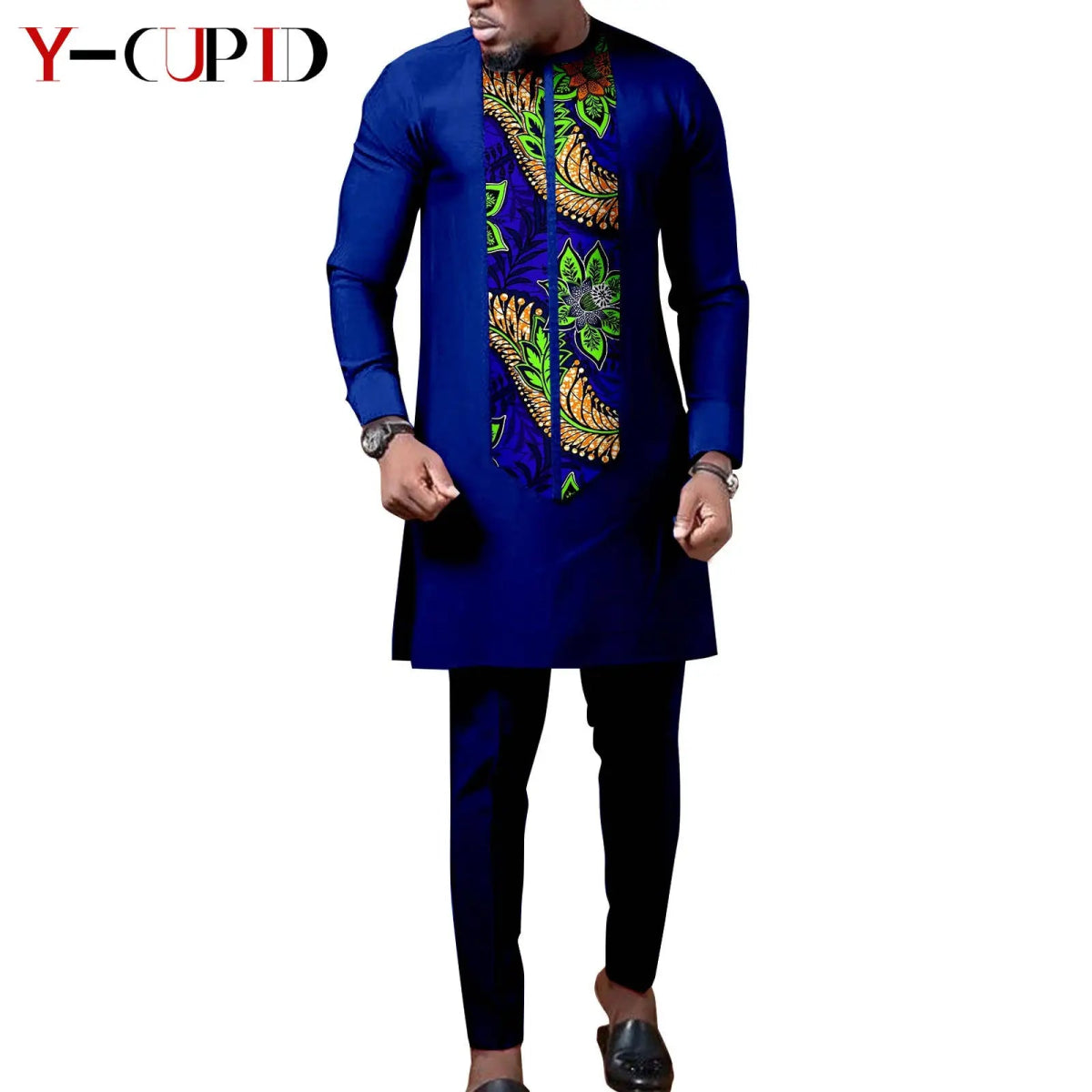 African Wedding Couple Set – Women’s Dashiki Print Dress & Men’s Kaftan Top and Pant Outfit - Free Delivery Worldwide only at Flexi Africa