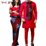 African Wedding Couple Set – Women’s Dashiki Print Dress & Men’s Kaftan Top and Pant Outfit - Free Delivery Worldwide only at Flexi Africa