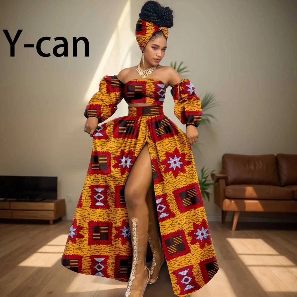 Make a bold and confident statement with this African Print 2-Piece Women’s Outfit, designed to celebrate vibrant culture