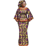 African Women’s Ankara Print 2PC Outfit – Long Sleeve Dashiki Top & Skirt Set with Matching Headwrap - Free Delivery Worldwide only at Flexi Africa