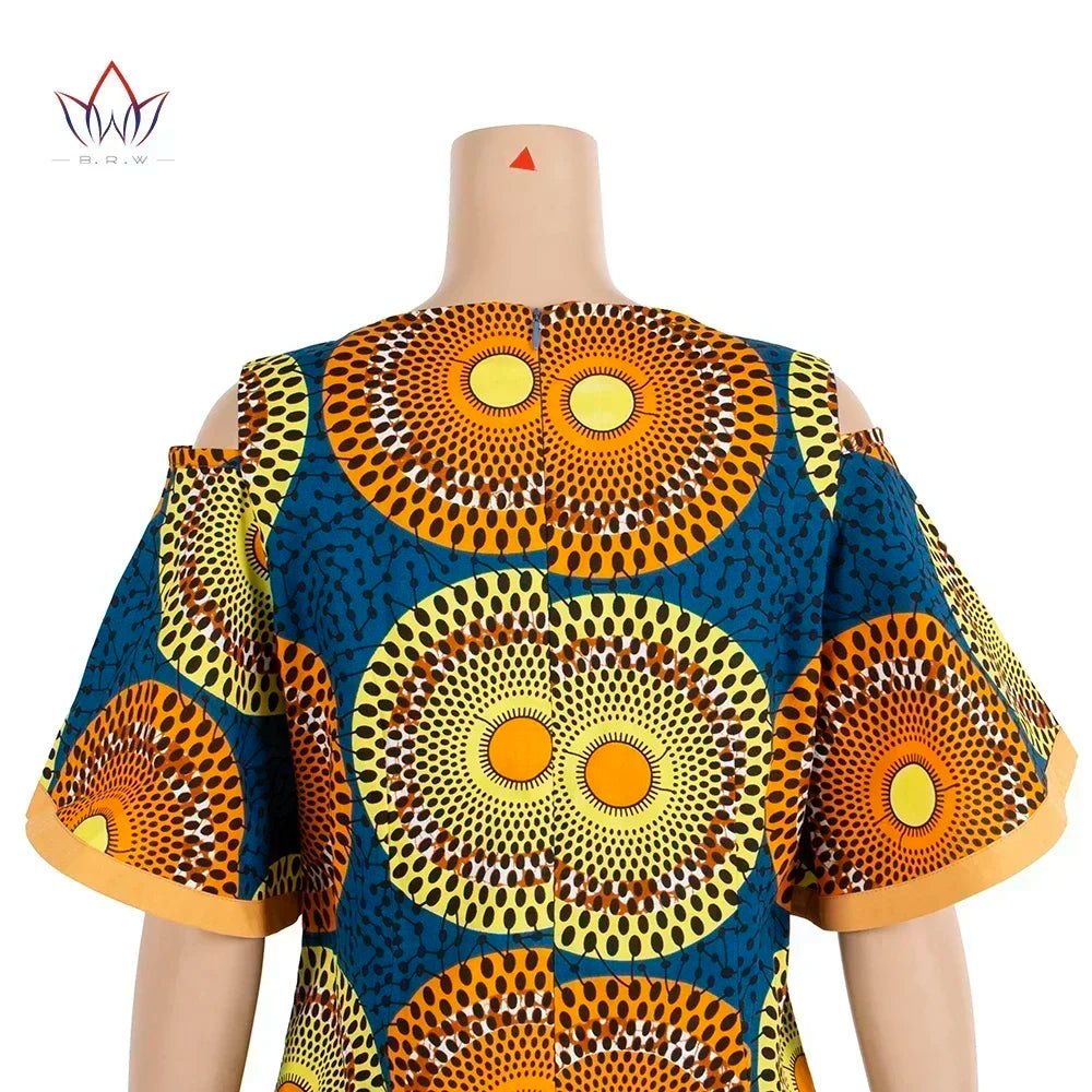 African Women’s Cotton Wax Print Dress – Dashiki Short Sleeve O - Neck Pencil Dress - Free Delivery Worldwide only at Flexi Africa