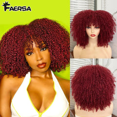 Afro Kinky Curly Wig for Black Women - Short, Synthetic, Blonde, Red, Ombre, Glueless, High - Temperature Cosplay Wigs - Free Delivery Worldwide only at Flexi Africa