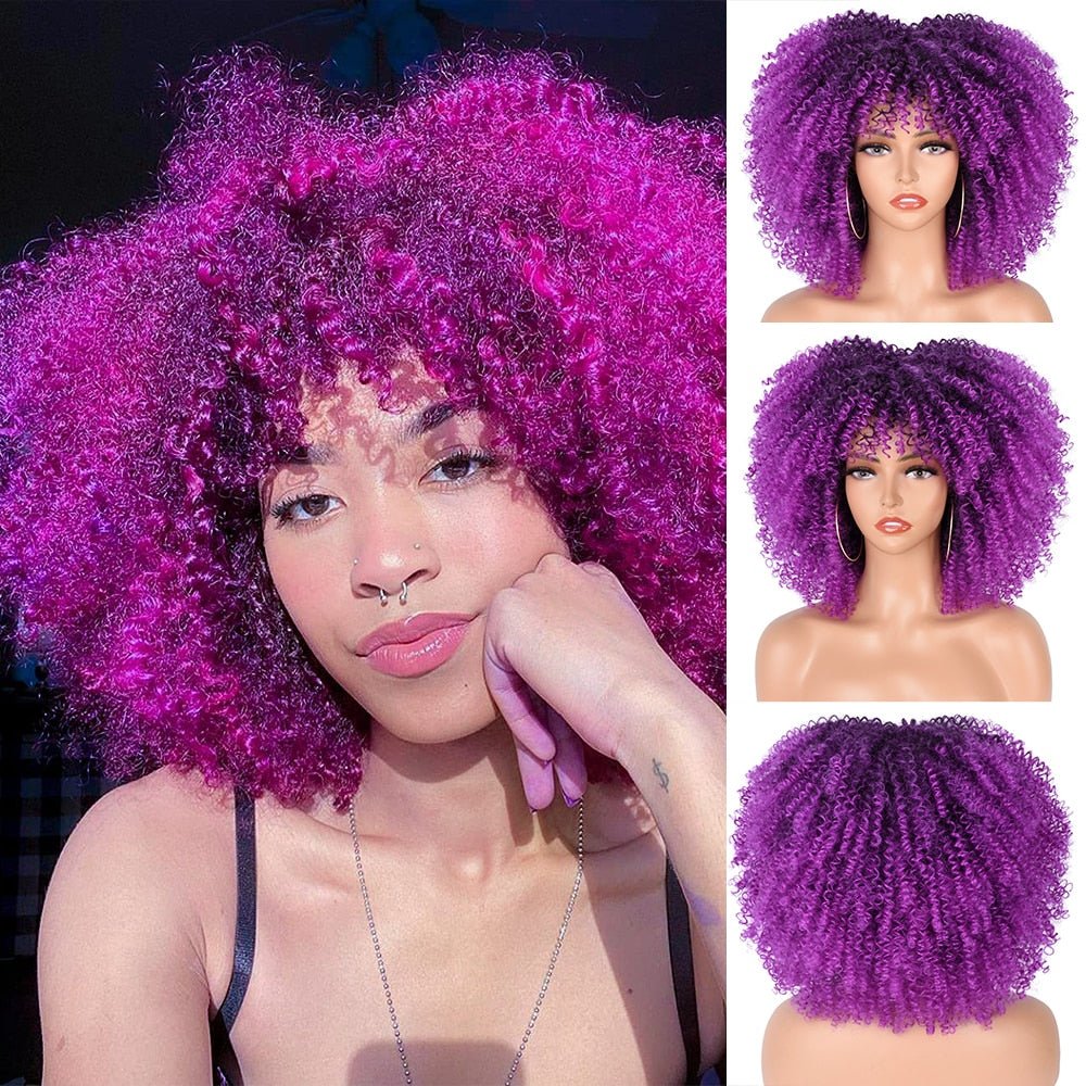 Afro Kinky Wig 14" with Bangs for Black Women - Perfect for Cosplay and Natural Hair Looks - Free Delivery Worldwide only at Flexi Africa