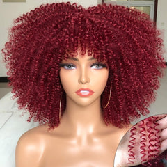 Afro Kinky Wig 14" with Bangs for Black Women - Perfect for Cosplay and Natural Hair Looks - Free Delivery Worldwide