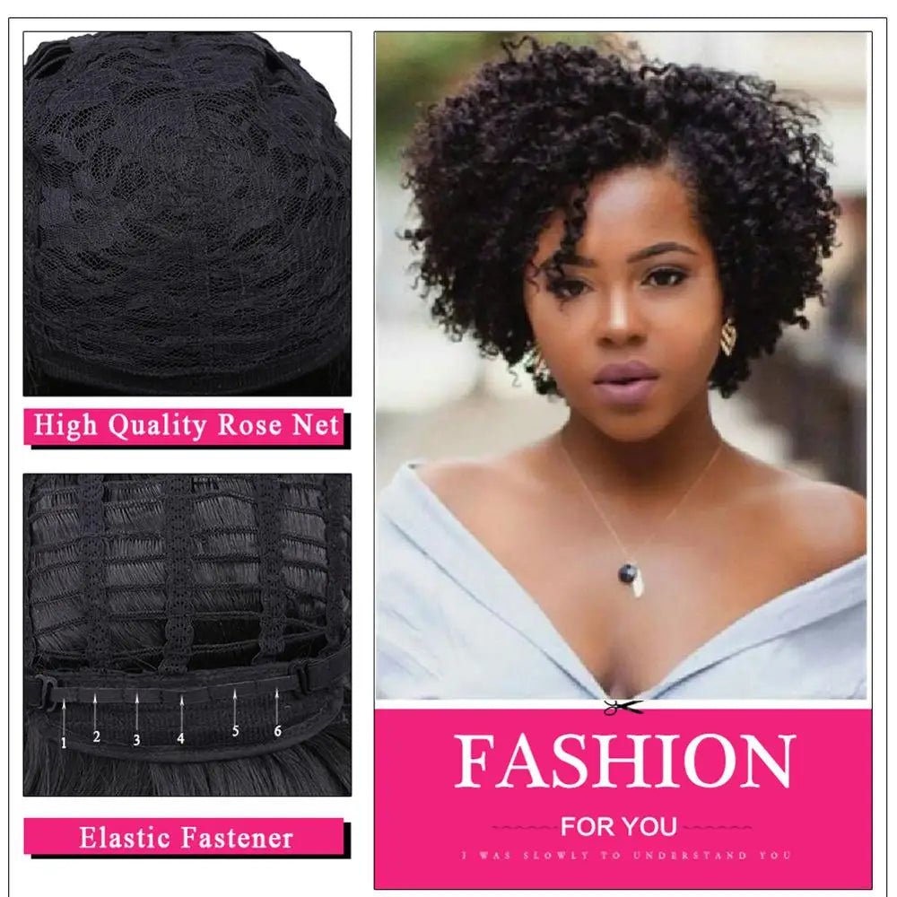 Amir Hair Synthetic Kinky Curly Short Afro Wig for Women - Black & Brown Fluffy Curls - Free Delivery Worldwide only at Flexi Africa