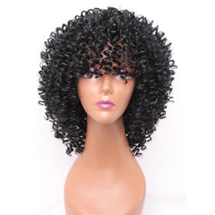 Amir Synthetic Short Curly Wigs for Women Black Hair Afro Kinky Curly Wigs with Bangs - Free Delivery Worldwide only at Flexi Africa