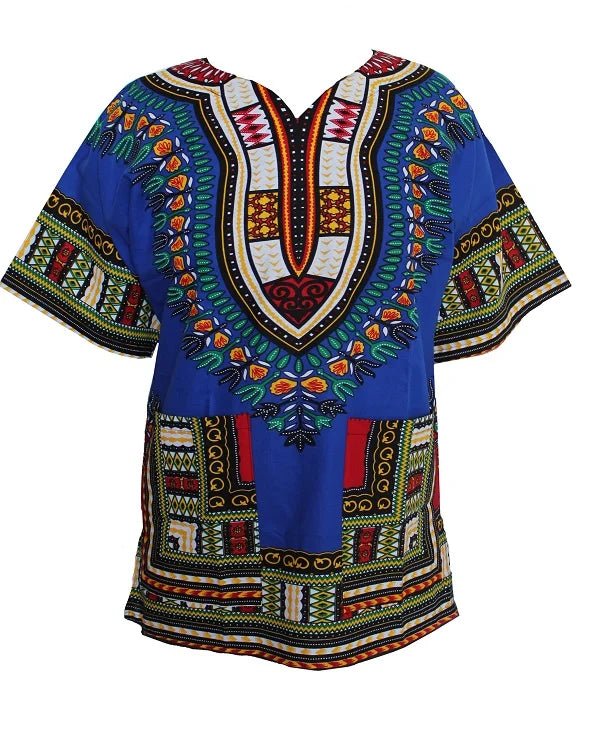 Authentic African Dashiki T-shirt: Traditional Print in 100% Cotton - Flexi Africa - Flexi Africa offers Free Delivery Worldwide - Vibrant African traditional clothing showcasing bold prints and intricate designs