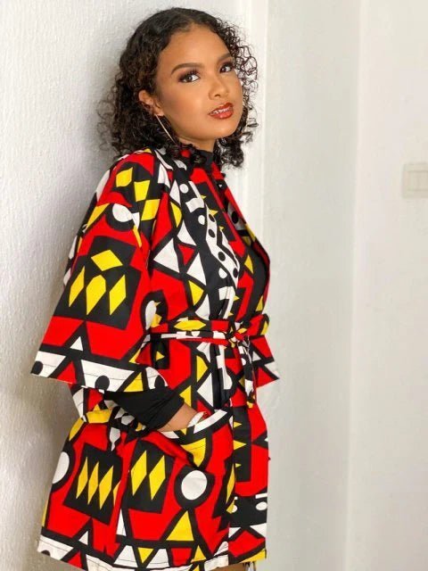 Authentic African Style: Women's Short Kimono Jacket with Traditional Patterns - Flexi Africa offers Free Delivery Worldwide