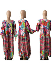 Autumn New African Dresses For Women Vetement Femme Dashiki Abaya Print Maxi Dress Africa Clothes Dashiki Ankara Dresses - Free Delivery Worldwide only at Flexi Africa