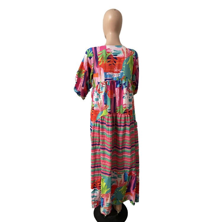 Autumn New African Dresses For Women Vetement Femme Dashiki Abaya Print Maxi Dress Africa Clothes Dashiki Ankara Dresses - Free Delivery Worldwide only at Flexi Africa