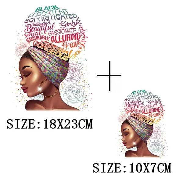 Beautiful African Lady Iron - On Thermo Transfer Patch - Washable DIY Applique for Clothing - Free Delivery Worldwide only at Flexi Africa