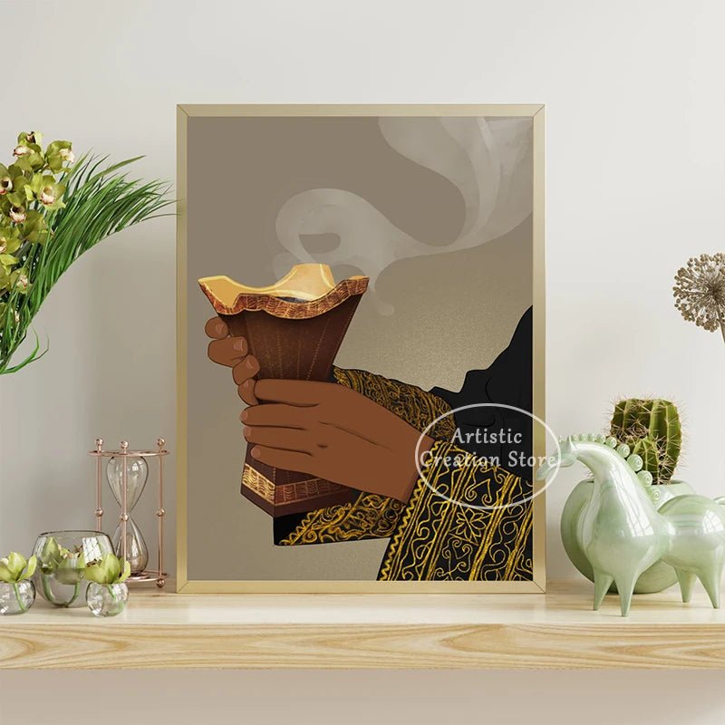 Black Women Art Poster – Fashionable African Incense & Essential Oil Perfume Wall Art Canvas Painting for Home Decor - Free Delivery Worldwide only at Flexi Africa