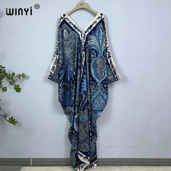 Bohemian Print Maxi Kaftan: Stylish Summer Abaya Dress for Women - Free Delivery Worldwide only at Flexi Africa