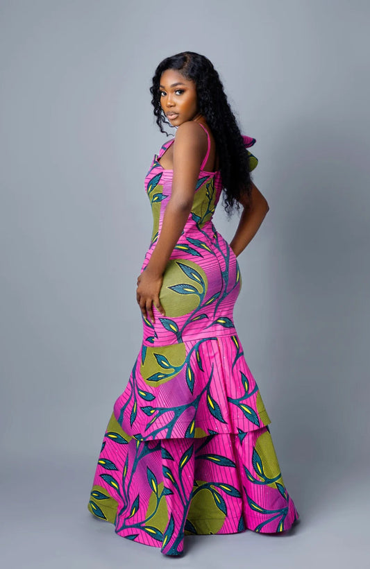 Chic African Habiti Dress | Kente & Ankara Evening Wear | African Fashion - Free Delivery Worldwide only at Flexi Africa