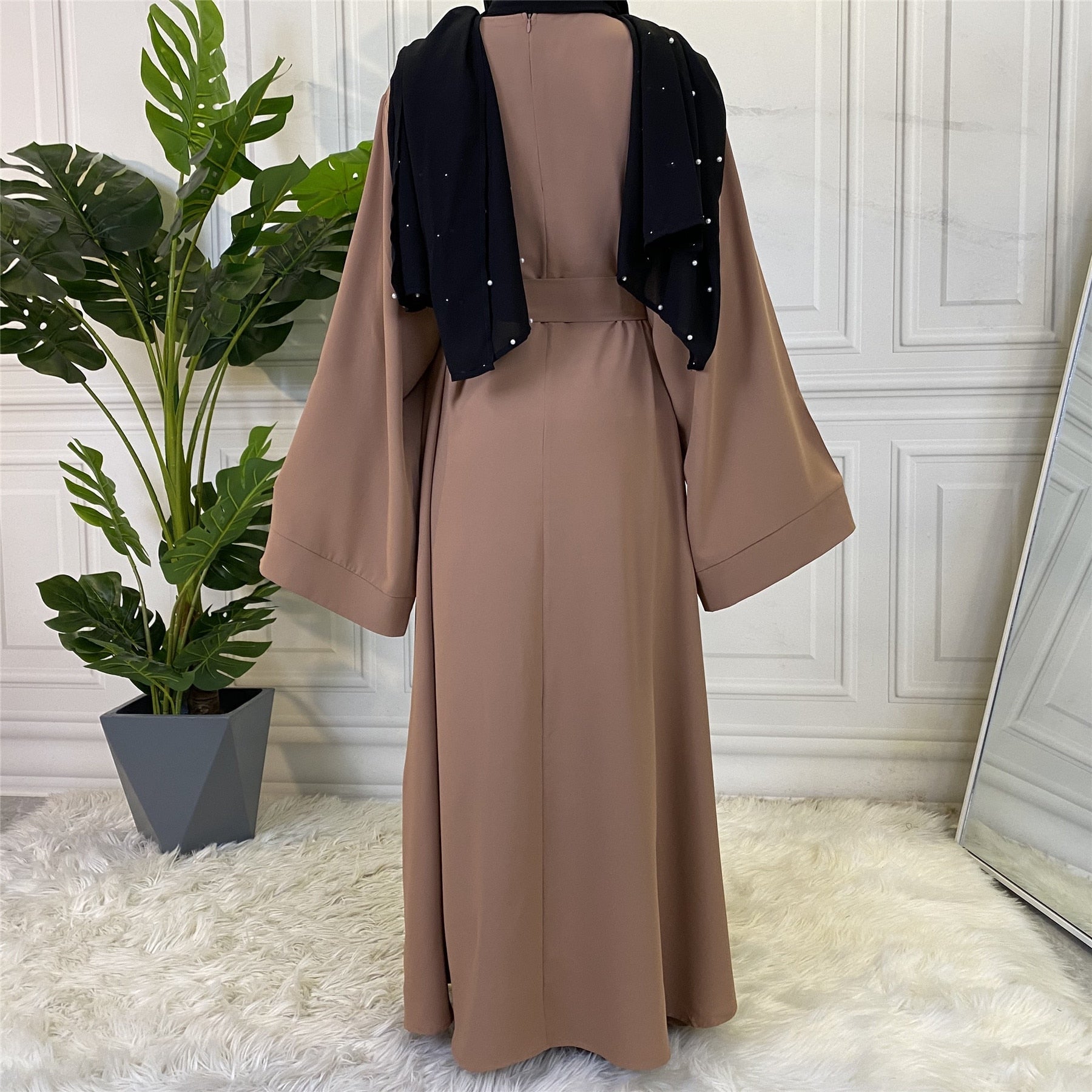 Chic and Modest: Muslim Fashion Hijab Dubai Abaya Long Dresses with Sashes for Women - Free Delivery Worldwide