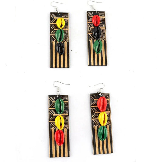 Colorful African Rasta Wooden Earrings for Women - Mix and Match Available - Free Delivery Worldwide only at Flexi Africa