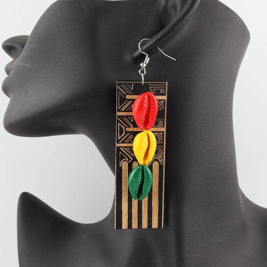 Colorful African Rasta Wooden Earrings for Women - Mix and Match Available - Free Delivery Worldwide only at Flexi Africa