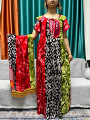 Cotton Printed Abayas for Women – Boat Neck, Loose Fit Maxi Dress - Free Delivery Worldwide only at Flexi Africa