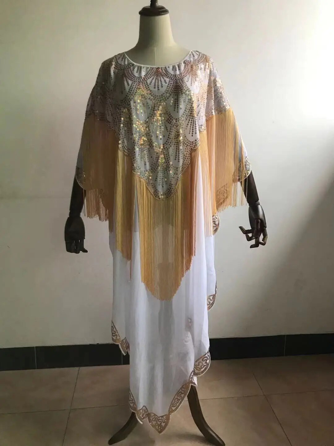 Dashiki Abaya: Timeless African Elegance in Chiffon with Tassel Sequins - Free Delivery Worldwide only at Flexi Africa