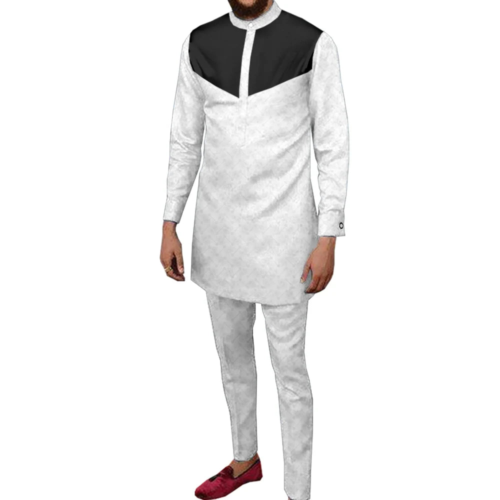 Dashiki African Couple Clothing – Sexy V - Neck Women’s Prom Dress with Matching Men’s Shirt & Pants Set - Free Delivery Worldwide only at Flexi Africa