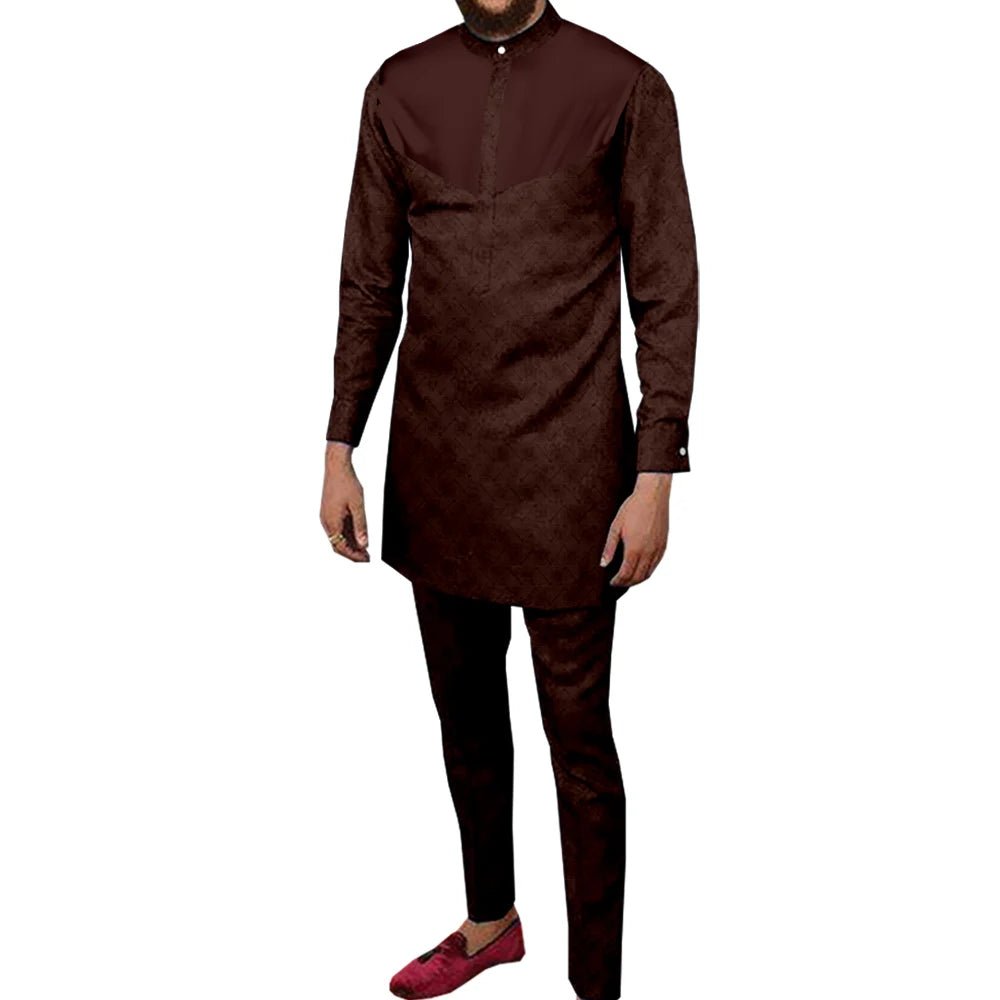 Dashiki African Couple Clothing – Sexy V - Neck Women’s Prom Dress with Matching Men’s Shirt & Pants Set - Free Delivery Worldwide only at Flexi Africa