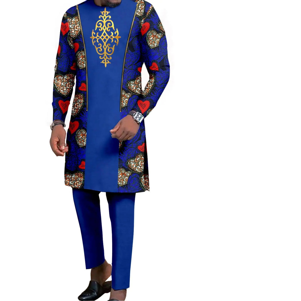 Dashiki African Couple Wedding Set – Women’s Mermaid Dress & Matching Men’s Bazin Riche Shirt and Pants - Free Delivery Worldwide only at Flexi Africa