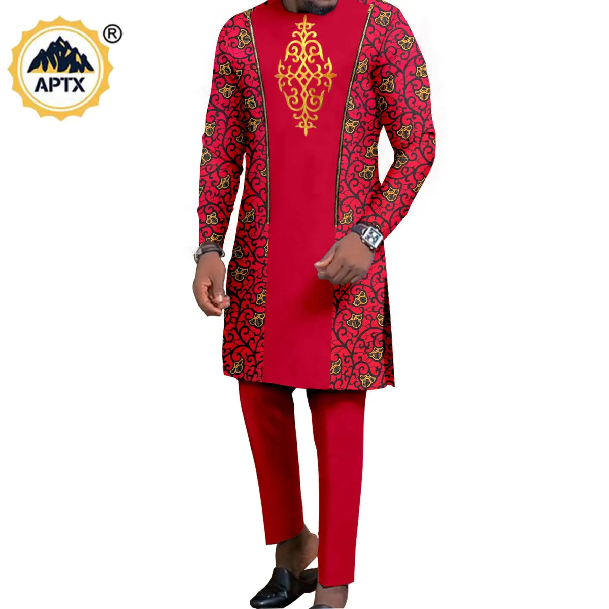 Dashiki African Couple Wedding Set – Women’s Mermaid Dress & Matching Men’s Bazin Riche Shirt and Pants - Free Delivery Worldwide only at Flexi Africa