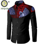 Dashiki African Men’s Long Sleeve Shirt – Ankara Print Single - Breasted Dress Shirt - Free Delivery Worldwide only at Flexi Africa