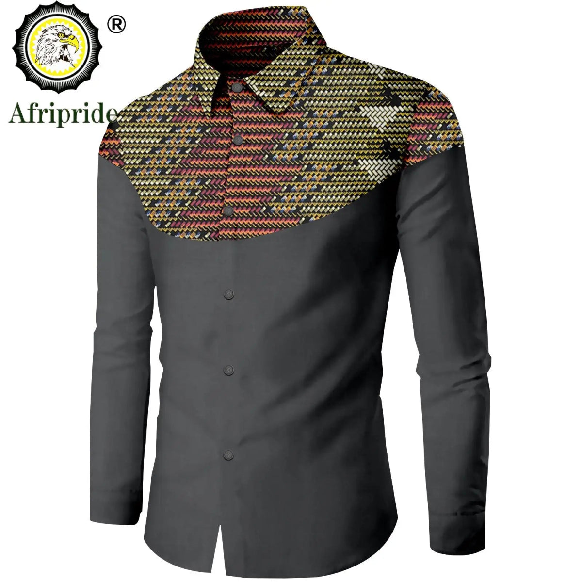 Dashiki African Men’s Long Sleeve Shirt – Ankara Print Single - Breasted Dress Shirt - Free Delivery Worldwide only at Flexi Africa