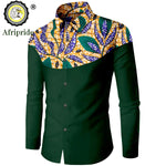 Dashiki African Men’s Long Sleeve Shirt – Ankara Print Single - Breasted Dress Shirt - Free Delivery Worldwide only at Flexi Africa