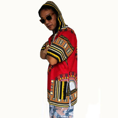 Dashiki-Inspired Hoodies: Relaxed Fit, Authentic African Dashiki Fabric, 100% Cotton, Unisex Fashion Kimono Hooded Attire