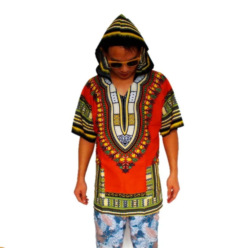 Dashiki-Inspired Hoodies: Relaxed Fit, Authentic African Dashiki Fabric, 100% Cotton, Unisex Fashion Kimono Hooded Attire - Flexi Africa - Flexi Africa offers Free Delivery Worldwide - Vibrant African traditional clothing showcasing bold prints and intricate designs