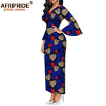 Dashiki Print Bodycon Maxi Dress – Women’s African V - Neck Flare Sleeve Party & Formal Gown - Free Delivery Worldwide only at Flexi Africa