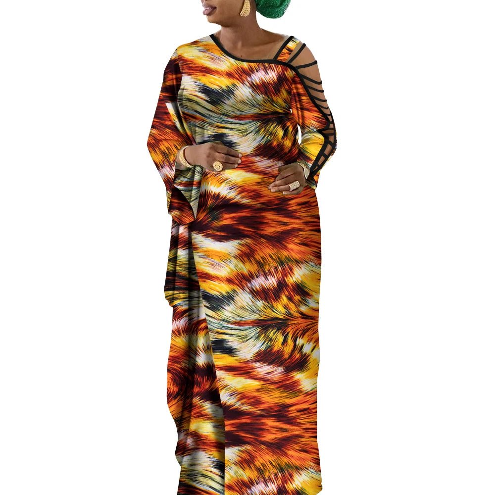 Dashiki Print Mermaid Party Dress for Women – African Cotton Evening Gown with Cut - Out Sleeves - Free Delivery Worldwide only at Flexi Africa
