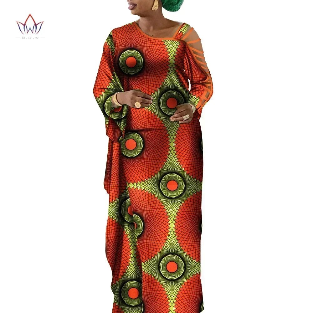 Dashiki Print Mermaid Party Dress for Women – African Cotton Evening Gown with Cut - Out Sleeves - Free Delivery Worldwide only at Flexi Africa