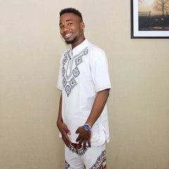 Dashikiage Mens African VINTAGE TUNIC Woven High Quality Embroidered T-shirt Fringe ETHNIC Dashiki Hippy Festival Tops - Free Delivery Worldwide only at Flexi Africa
