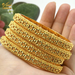 Designer African Bracelet: 24K Gold-Colored Bangles for Women, Luxury Wedding Jewelry - Flexi Africa - www.flexiafrica.com