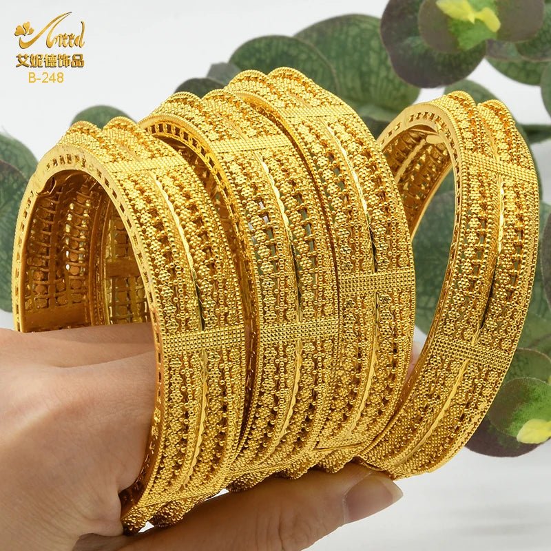 Designer African Bracelet: 24K Gold-Colored Bangles for Women, Luxury Wedding Jewelry - Flexi Africa - Flexi Africa offers Free Delivery Worldwide - Vibrant African traditional clothing showcasing bold prints and intricate designs