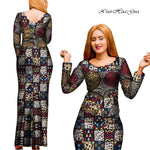 Elegant 2PC African Skirt and Top Set – Long Sleeve Blouse and Matching Maxi Skirt for Women - Free Delivery Worldwide only at Flexi Africa