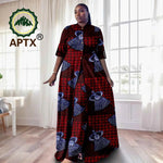 Elegant African Ankara 2 - Piece Set for Women – Floor - Length Dress, Long Coat & Pants Casual Suit - Free Delivery Worldwide only at Flexi Africa