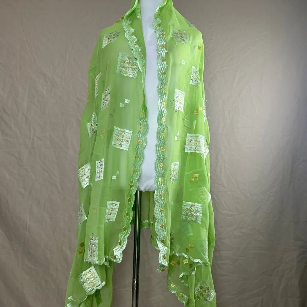 Elegant African Chiffon Hijab for Women – Embroidered Pashmina Shawl Headscarf - Free Delivery Worldwide only at Flexi Africa