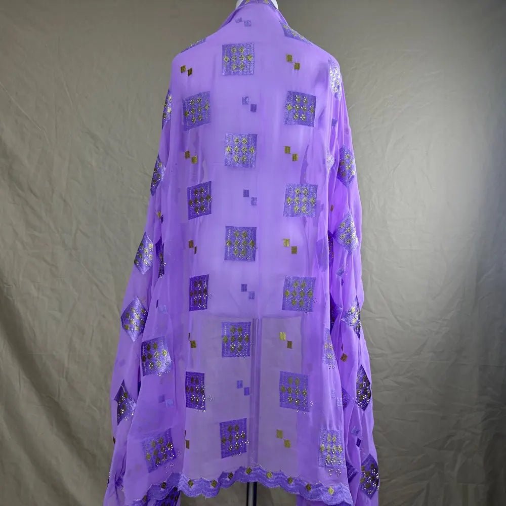 Elegant African Chiffon Hijab for Women – Embroidered Pashmina Shawl Headscarf - Free Delivery Worldwide only at Flexi Africa