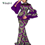 Elegant African Dashiki Outfit for Women – Flare Sleeve Blouse and Maxi Long Skirt 2PC Set - Free Delivery Worldwide only at Flexi Africa