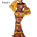 Elegant African Dashiki Outfit for Women – Flare Sleeve Blouse and Maxi Long Skirt 2PC Set - Free Delivery Worldwide only at Flexi Africa