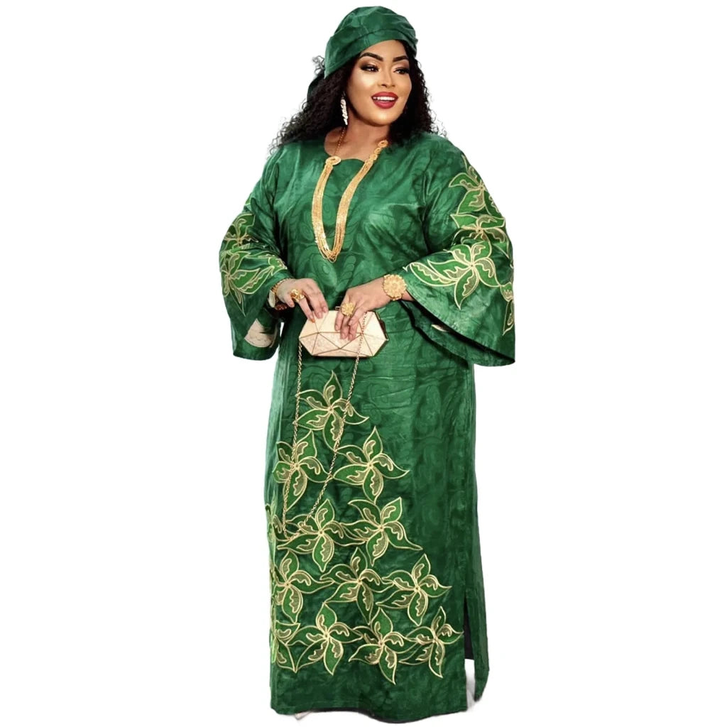 Elegant African Embroidered Abaya for Women – Plus Size Church & Formal Dress - Free Delivery Worldwide only at Flexi Africa