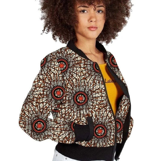 Elegant African-Inspired Women's Bomber Jacket: Colorful Statement Piece for Stylish Comfort - Flexi Africa FREE POST