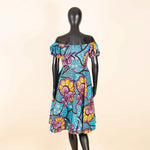 Elegant African Midi Dress – High - Waist Ankara Fashion Wear with Short Sleeves - Free Delivery Worldwide only at Flexi Africa