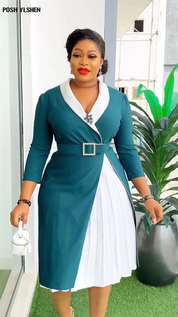 Elegant African Pleated Patchwork Maxi Dress for Women – Sleeveless Summer Party Dress - Free Delivery Worldwide only at Flexi Africa