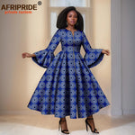 Elegant African Print Long Dress – Flare Sleeve Dashiki Maxi Style for Women - Free Delivery Worldwide only at Flexi Africa