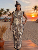 Elegant African Printed Silk Kaftan Abaya – Oversized Dress for Women - Free Delivery Worldwide only at Flexi Africa